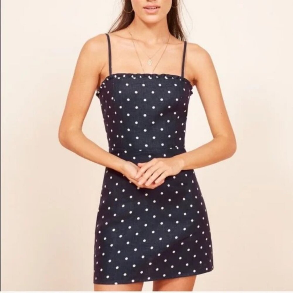 Reformation Ava Ruffle Linen Minidress Size 6